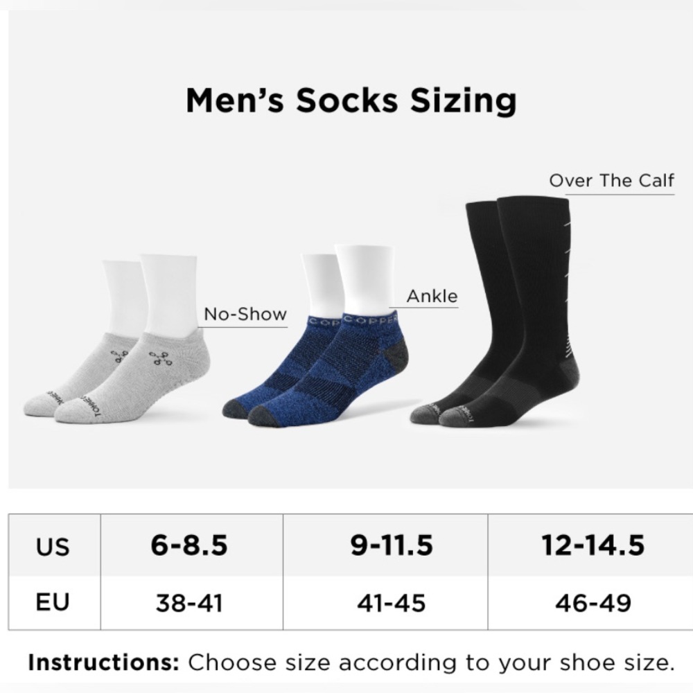Tommie Copper Men’s Over the Calf S/4 Compression Socks 4 Pack New in Package ! - Picture 4 of 5